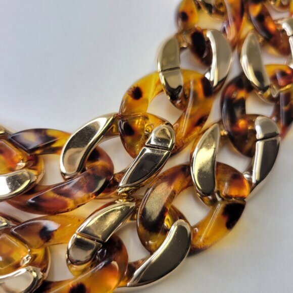 Chunky Brown Gold Choker Statement Necklace - Picture 6 of 10